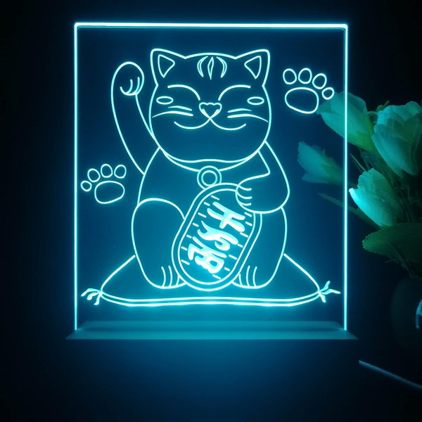 ADVPRO japan money cat Tabletop LED neon sign st5-j5031 - Sky Blue