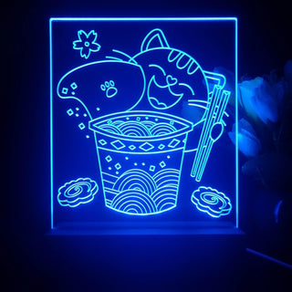 ADVPRO japan cup noodle with cat Tabletop LED neon sign st5-j5034 - Blue