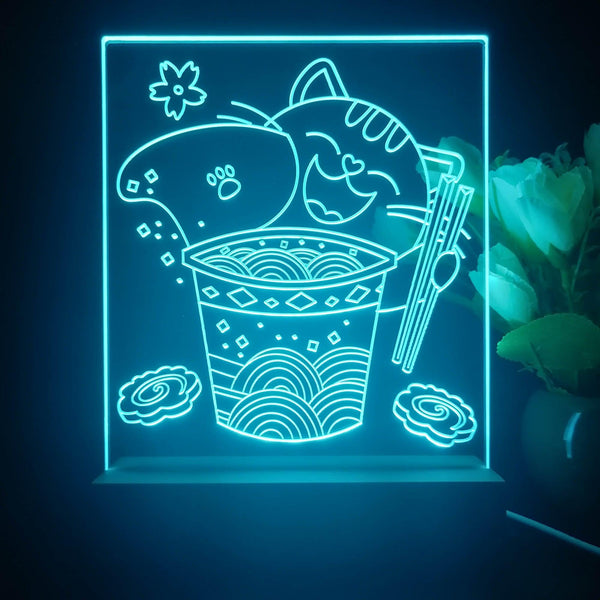 ADVPRO japan cup noodle with cat Tabletop LED neon sign st5-j5034 - Sky Blue