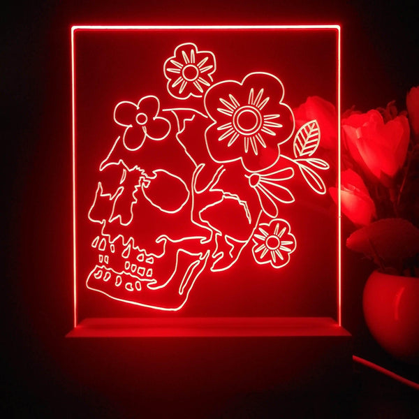 ADVPRO Skull head with flower Tabletop LED neon sign st5-j5035 - Red