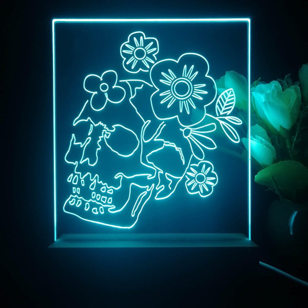 ADVPRO Skull head with flower Tabletop LED neon sign st5-j5035 - Sky Blue