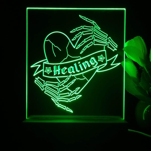 ADVPRO Skull hand healing broken heart Tabletop LED neon sign st5-j5036 - Green