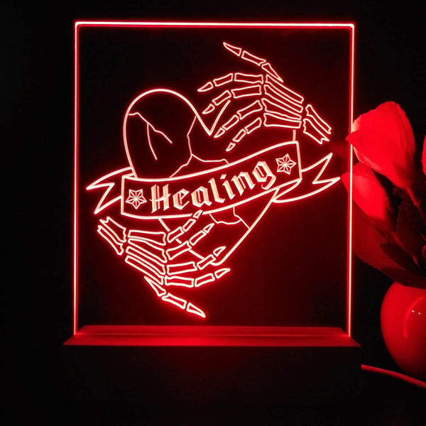 ADVPRO Skull hand healing broken heart Tabletop LED neon sign st5-j5036 - Red