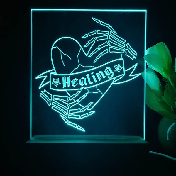 ADVPRO Skull hand healing broken heart Tabletop LED neon sign st5-j5036 - Sky Blue