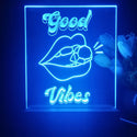 ADVPRO Good vibes with mouth and diamond Tabletop LED neon sign st5-j5055 - Blue