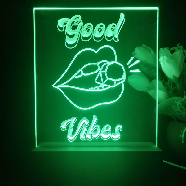 ADVPRO Good vibes with mouth and diamond Tabletop LED neon sign st5-j5055 - Green