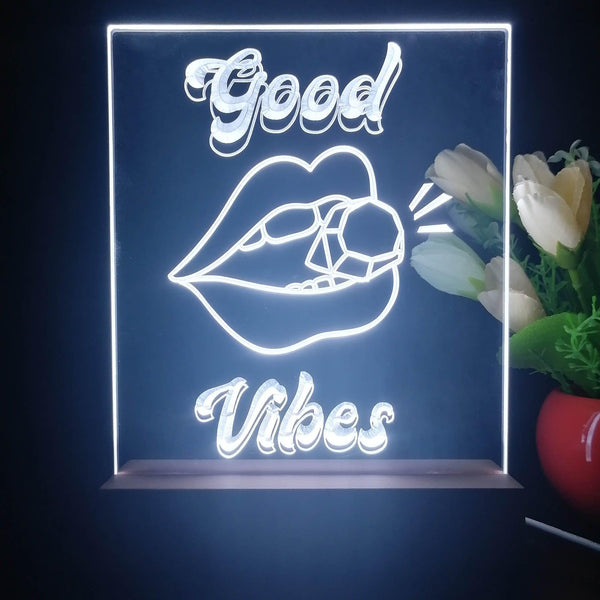 ADVPRO Good vibes with mouth and diamond Tabletop LED neon sign st5-j5055 - White