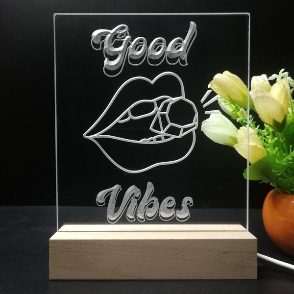 ADVPRO Good vibes with mouth and diamond Tabletop LED neon sign st5-j5055 - 7 Color
