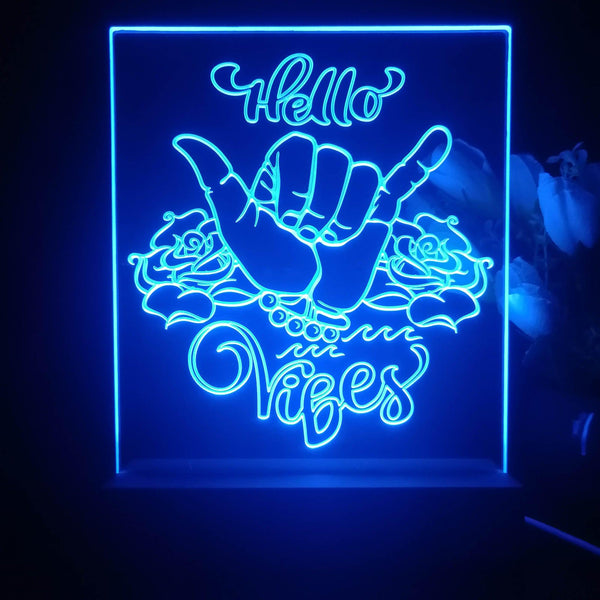 ADVPRO Hello Vibes with rock sign and rose Tabletop LED neon sign st5-j5056 - Blue