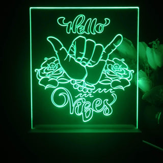 ADVPRO Hello Vibes with rock sign and rose Tabletop LED neon sign st5-j5056 - Green