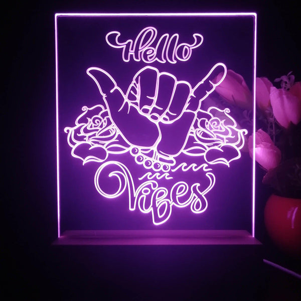 ADVPRO Hello Vibes with rock sign and rose Tabletop LED neon sign st5-j5056 - Purple
