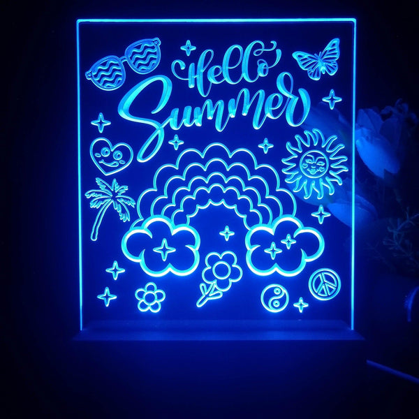 ADVPRO Hello Summer with happy icons Tabletop LED neon sign st5-j5058 - Blue