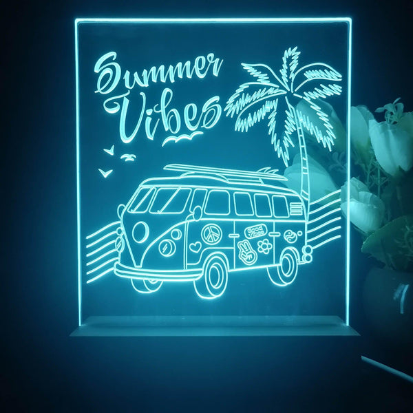 ADVPRO Summer Vibes with car and tree Tabletop LED neon sign st5-j5059 - Sky Blue