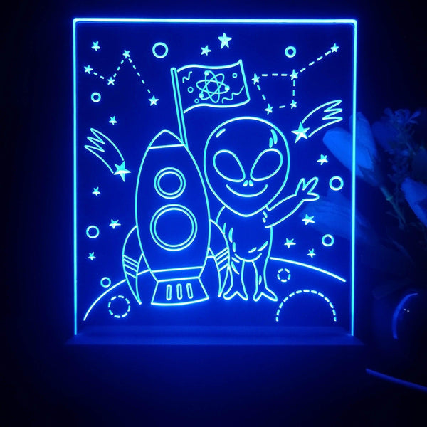 ADVPRO Alien with rocket for boy Tabletop LED neon sign st5-j5066 - Blue