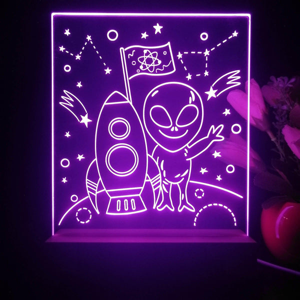 ADVPRO Alien with rocket for boy Tabletop LED neon sign st5-j5066 - Purple