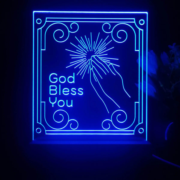 ADVPRO God bless you Tabletop LED neon sign st5-j5074 - Blue