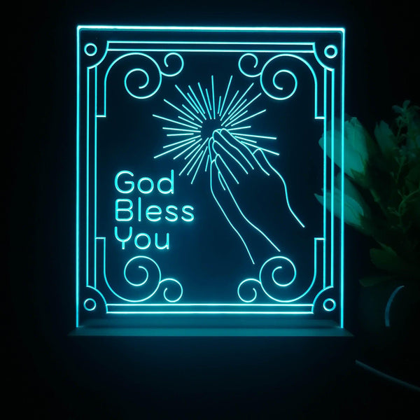 ADVPRO God bless you Tabletop LED neon sign st5-j5074 - Sky Blue