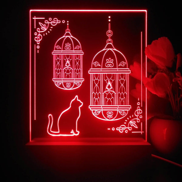 ADVPRO A cat with classic lamp Tabletop LED neon sign st5-j5089 - Red
