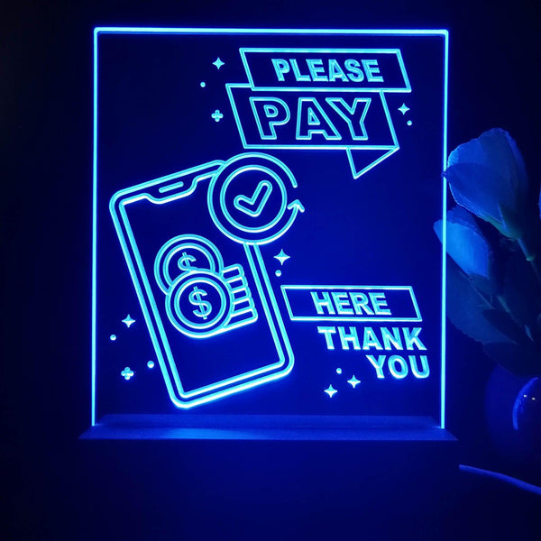 ADVPRO Please pay here thank you Tabletop LED neon sign st5-j5094 - Blue