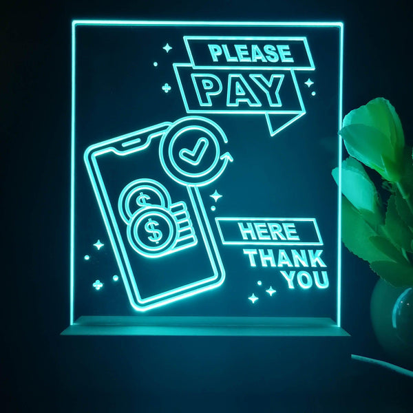 ADVPRO Please pay here thank you Tabletop LED neon sign st5-j5094 - Sky Blue