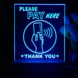 ADVPRO Please pay here with hand and card Tabletop LED neon sign st5-j5096 - Blue
