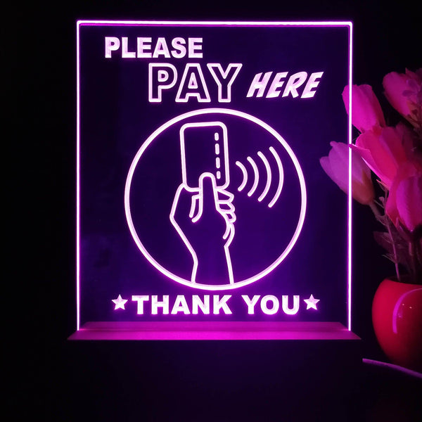 ADVPRO Please pay here with hand and card Tabletop LED neon sign st5-j5096 - Purple