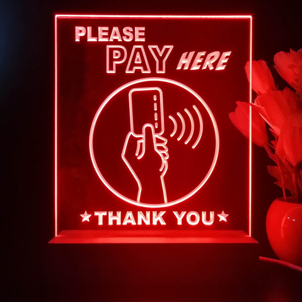 ADVPRO Please pay here with hand and card Tabletop LED neon sign st5-j5096 - Red