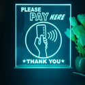 ADVPRO Please pay here with hand and card Tabletop LED neon sign st5-j5096 - Sky Blue