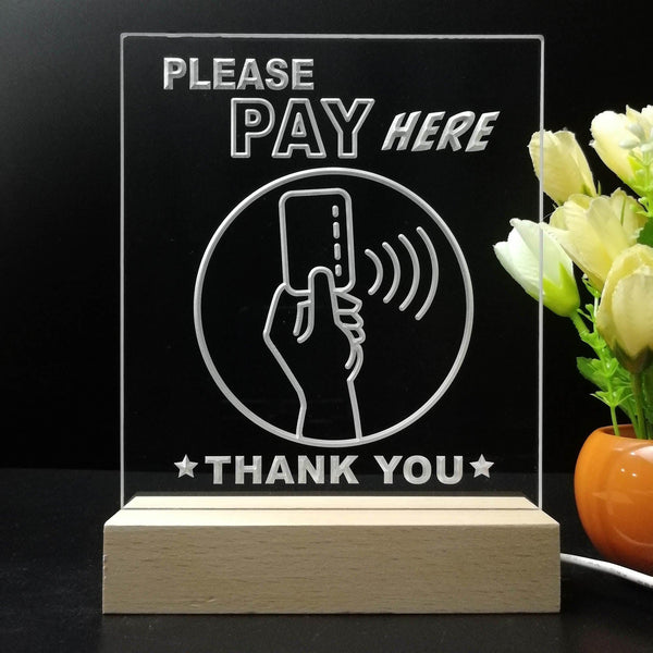 ADVPRO Please pay here with hand and card Tabletop LED neon sign st5-j5096 - 7 Color