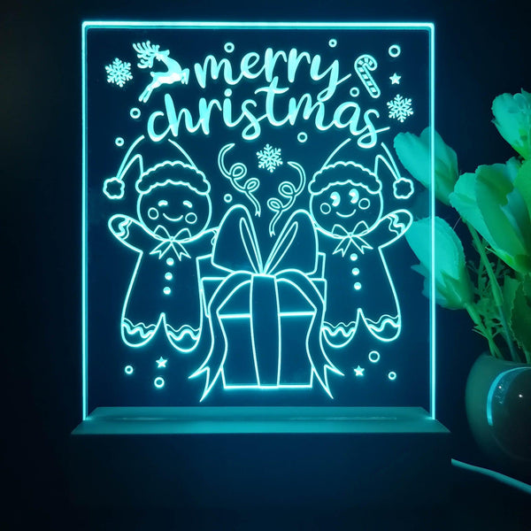 ADVPRO Merry Christmas - Gingerbread man Tabletop LED neon sign st5-j5107 - Sky Blue