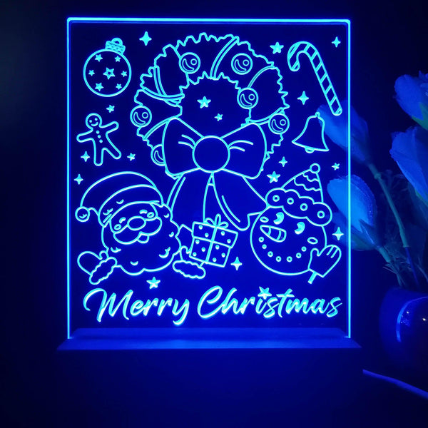 ADVPRO Merry Christmas –Santa and snowman Tabletop LED neon sign st5-j5108 - Blue