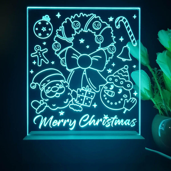 ADVPRO Merry Christmas –Santa and snowman Tabletop LED neon sign st5-j5108 - Sky Blue