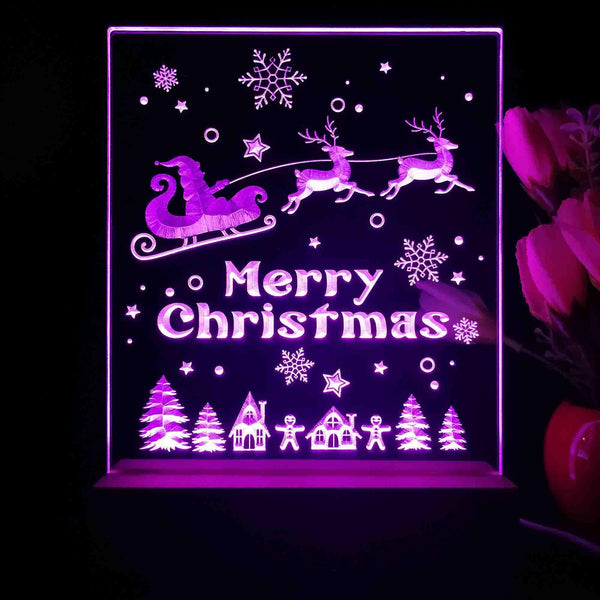 ADVPRO Merry Christmas - Santa flying at night Tabletop LED neon sign st5-j5109 - Purple