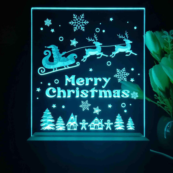 ADVPRO Merry Christmas - Santa flying at night Tabletop LED neon sign st5-j5109 - Sky Blue