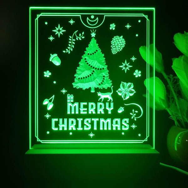 ADVPRO Merry Christmas - little cat with present Tabletop LED neon sign st5-j5110 - Green
