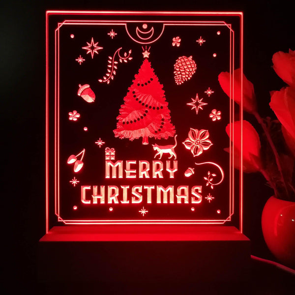 ADVPRO Merry Christmas - little cat with present Tabletop LED neon sign st5-j5110 - Red
