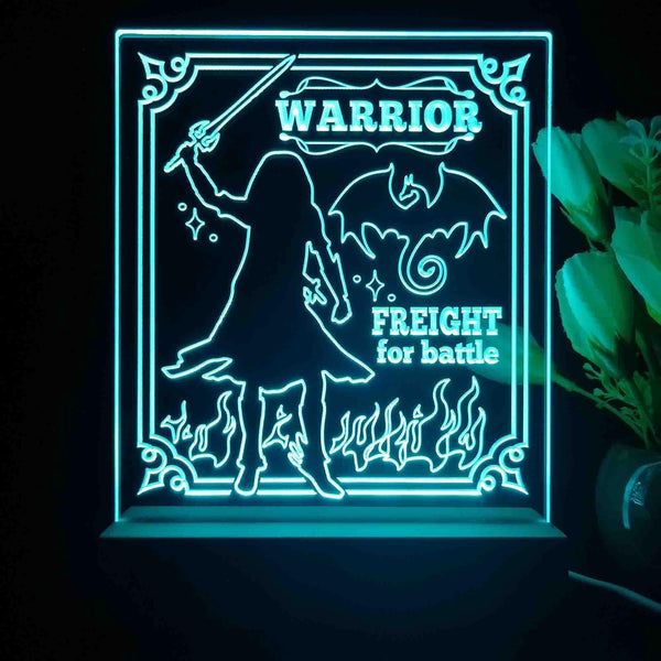 ADVPRO Women warrior freight for battle Tabletop LED neon sign st5-j5112 - Sky Blue