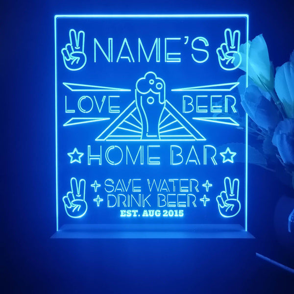 ADVPRO Home Bar Love with Big Beer Personalized Tabletop LED neon sign st5-p0006-tm - Blue