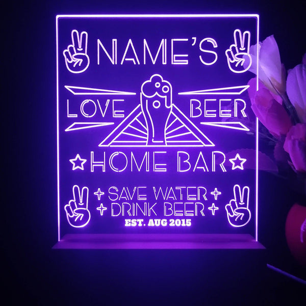 ADVPRO Home Bar Love with Big Beer Personalized Tabletop LED neon sign st5-p0006-tm - Purple