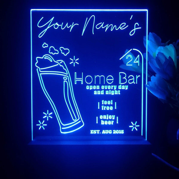 ADVPRO Home Bar Open 24 Hours Personalized Tabletop LED neon sign st5-p0007-tm - Blue