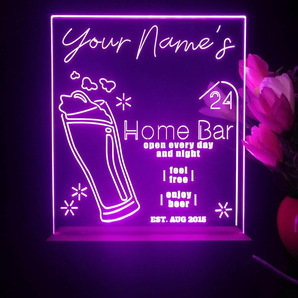 ADVPRO Home Bar Open 24 Hours Personalized Tabletop LED neon sign st5-p0007-tm - Purple