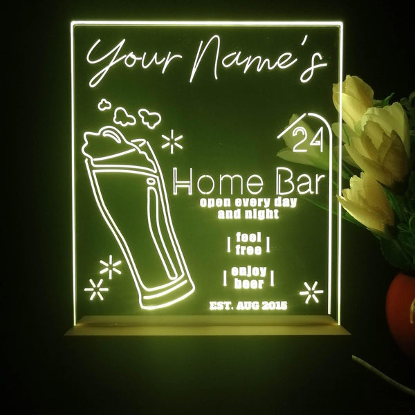 ADVPRO Home Bar Open 24 Hours Personalized Tabletop LED neon sign st5-p0007-tm - Yellow