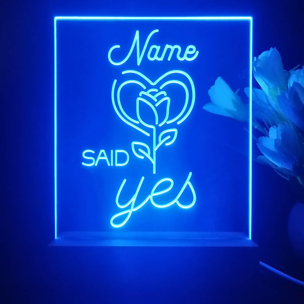 ADVPRO Said Yes with Rose Personalized Tabletop LED neon sign st5-p0008-tm - Blue