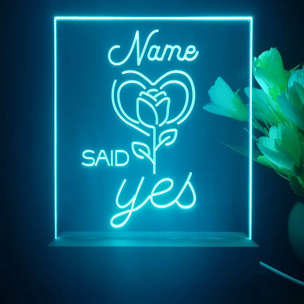 ADVPRO Said Yes with Rose Personalized Tabletop LED neon sign st5-p0008-tm - Sky Blue
