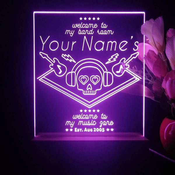 ADVPRO Band Room_Skull with headphone Personalized Tabletop LED neon sign st5-p0015-tm - Purple