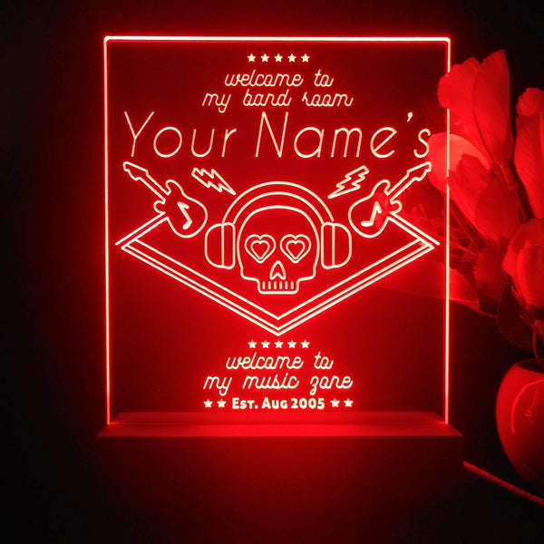 ADVPRO Band Room_Skull with headphone Personalized Tabletop LED neon sign st5-p0015-tm - Red