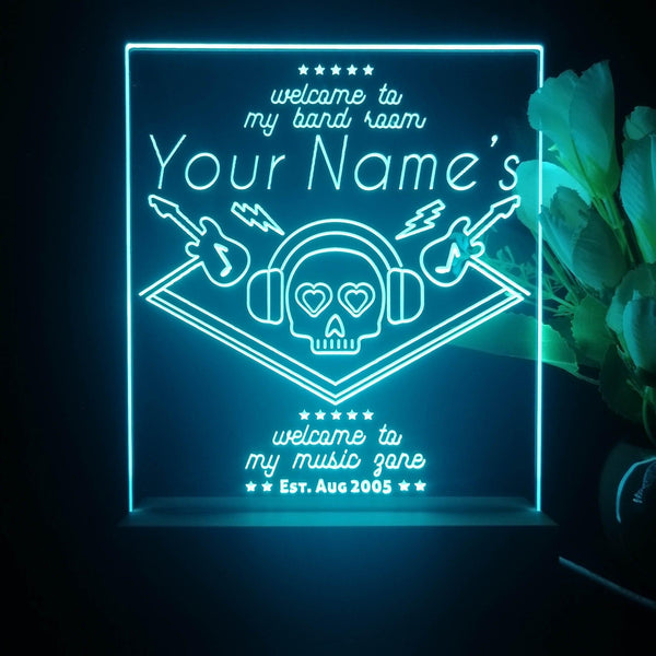 ADVPRO Band Room_Skull with headphone Personalized Tabletop LED neon sign st5-p0015-tm - Sky Blue