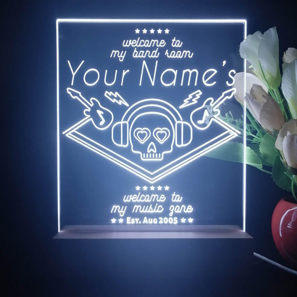 ADVPRO Band Room_Skull with headphone Personalized Tabletop LED neon sign st5-p0015-tm - White
