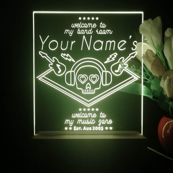 ADVPRO Band Room_Skull with headphone Personalized Tabletop LED neon sign st5-p0015-tm - Yellow