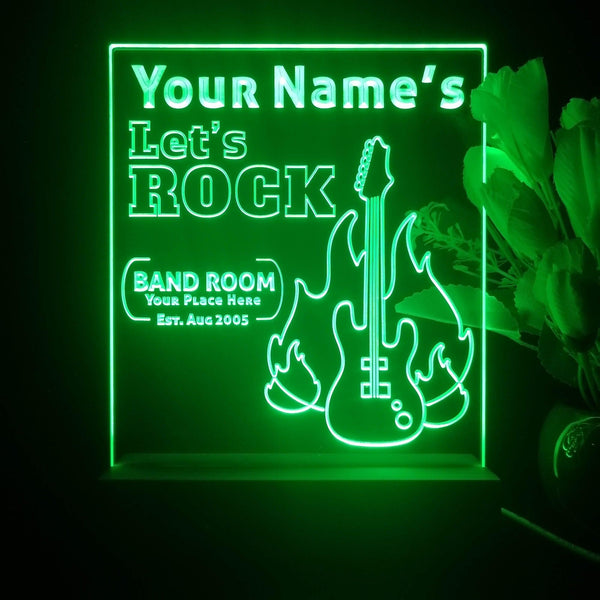 ADVPRO Band room_guitar with fire Personalized Tabletop LED neon sign st5-p0016-tm - Green